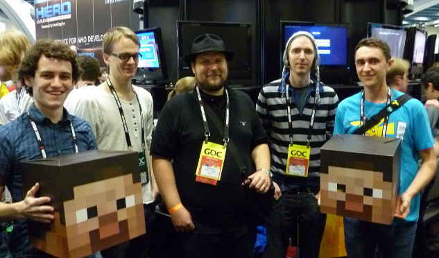 The Mojang team. The guy with the hat is Markus Persson, who started it all.