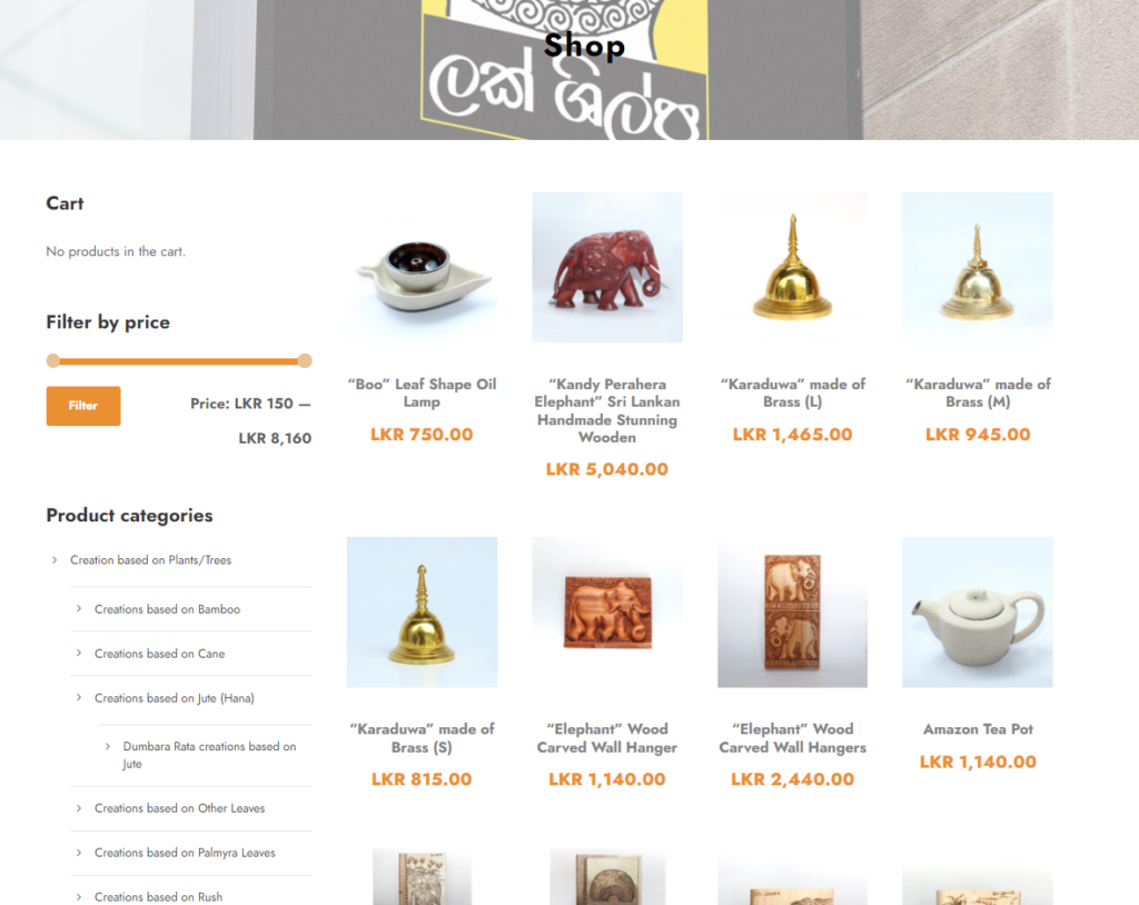 Lak Shilpa is an online marketplace for Sri Lankan handicrafts.