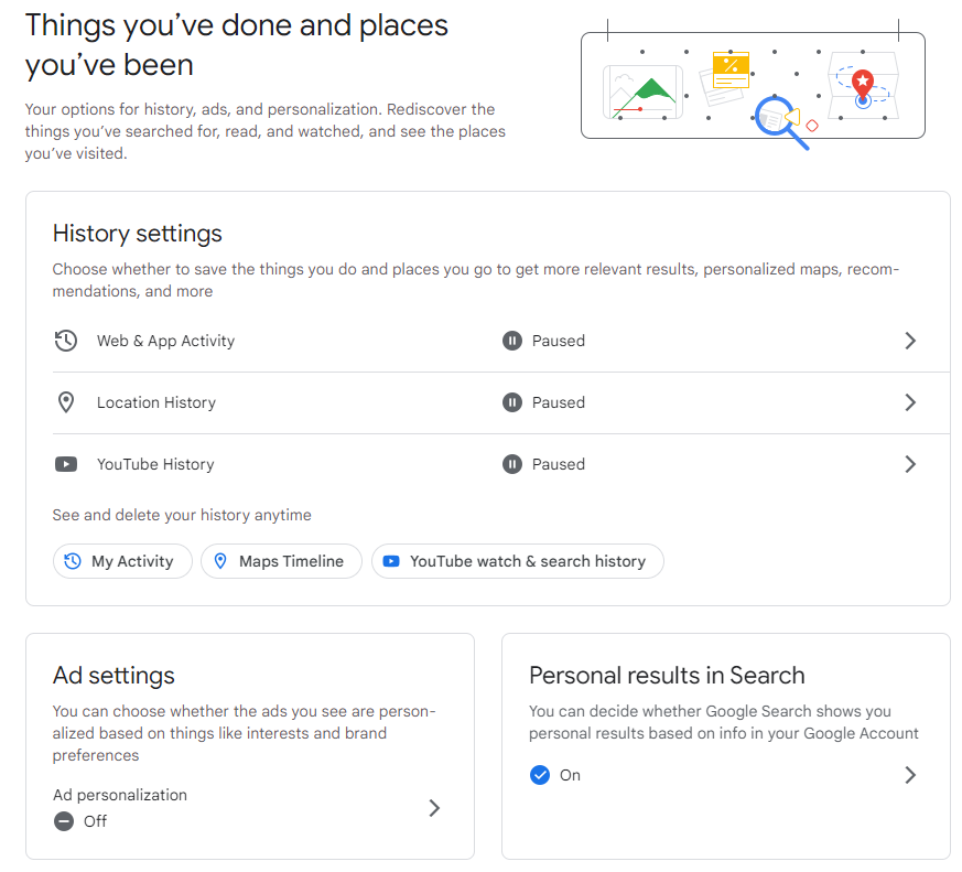 TikTok isn't the only big tech that's unknowingly collecting massive user data. Image of Google's Data and Privacy section on "Manage my account"