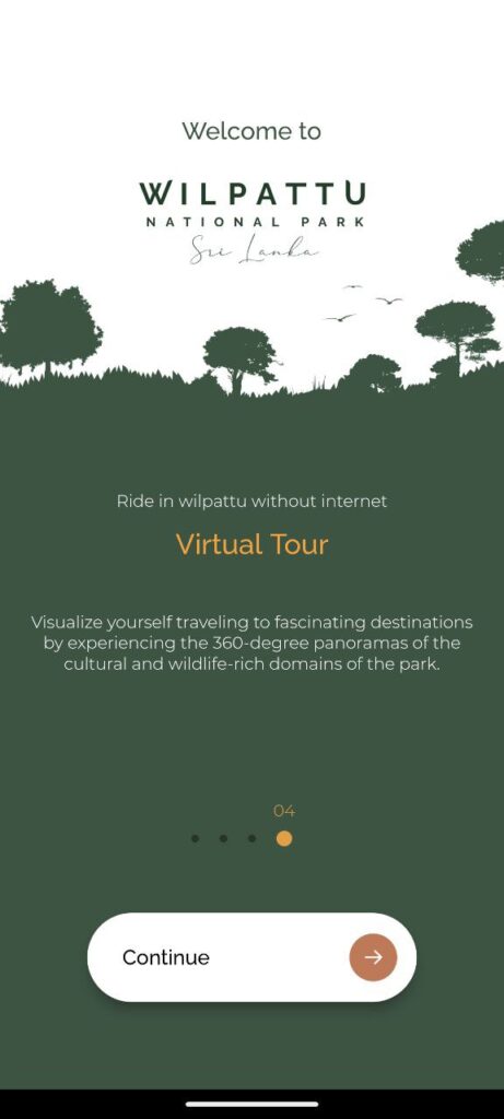 Screenshot of the Wilpattu National Park app