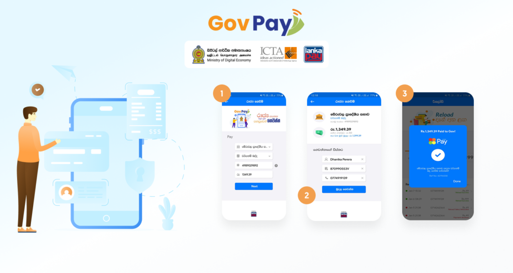 A depiction of GovPay integrated to Bhasha's HelaPay, one of the partners for the platform